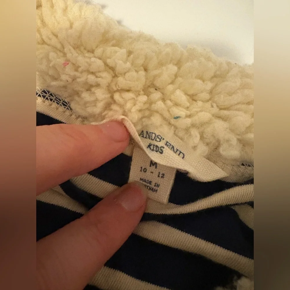 Lands End Girls Teddy Cozy Cream Sherpa Jacket Coat size 10/12 medium